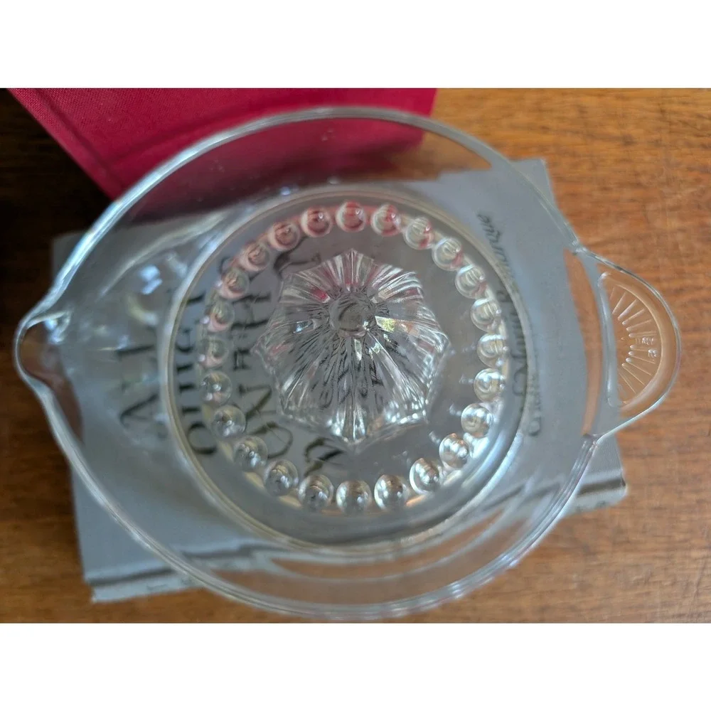 Vintage Mid Century Glass Citrus Juicer Reamer Made in Italy Clear Pressed Glass
